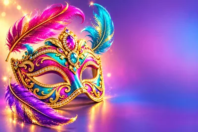 Ornate Venetian Masquerade Mask With Colorful Feathers