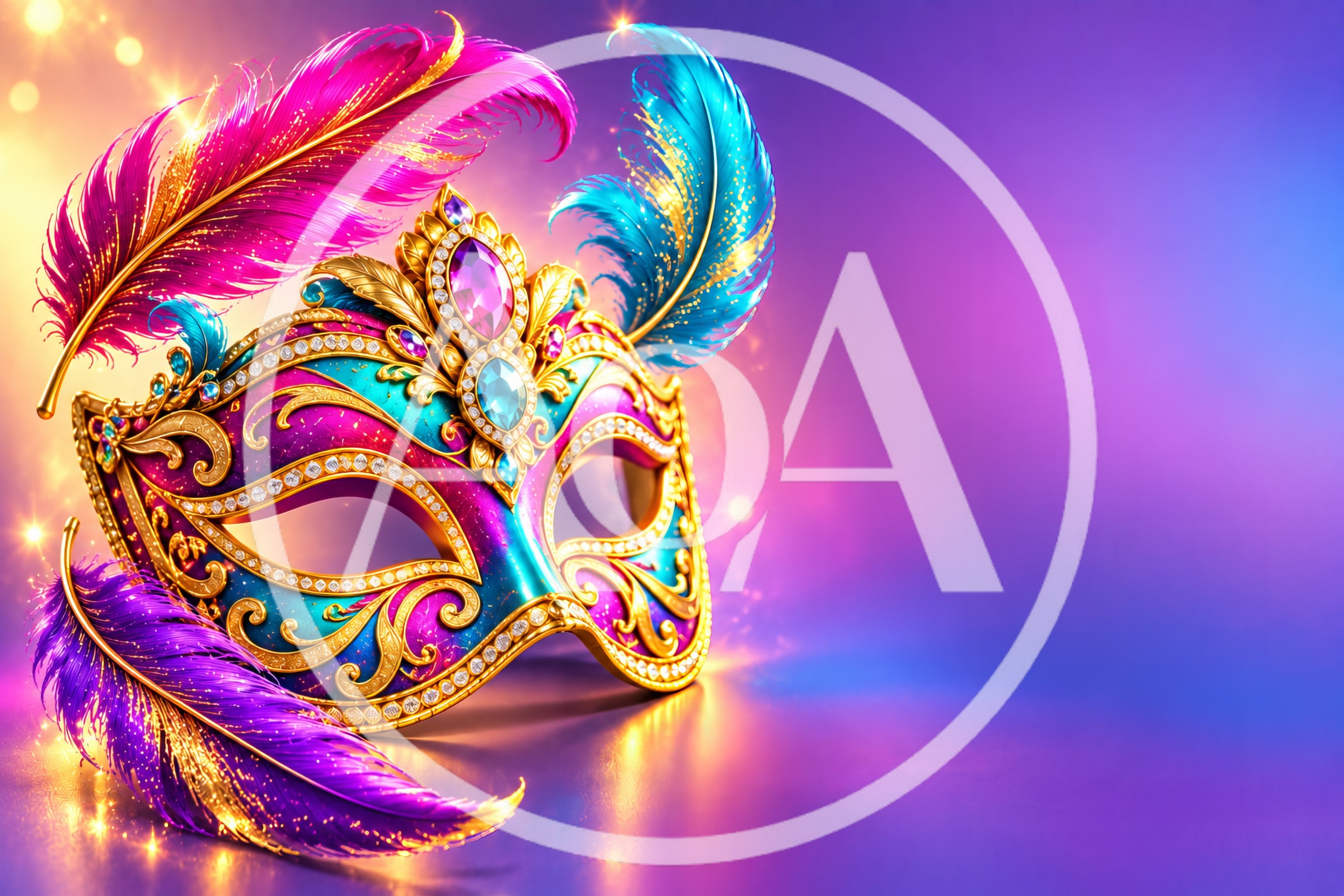 Ornate Venetian Masquerade Mask With Colorful Feathers