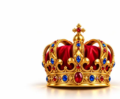 Ornate Golden Royal Crown With Red Velvet Lining