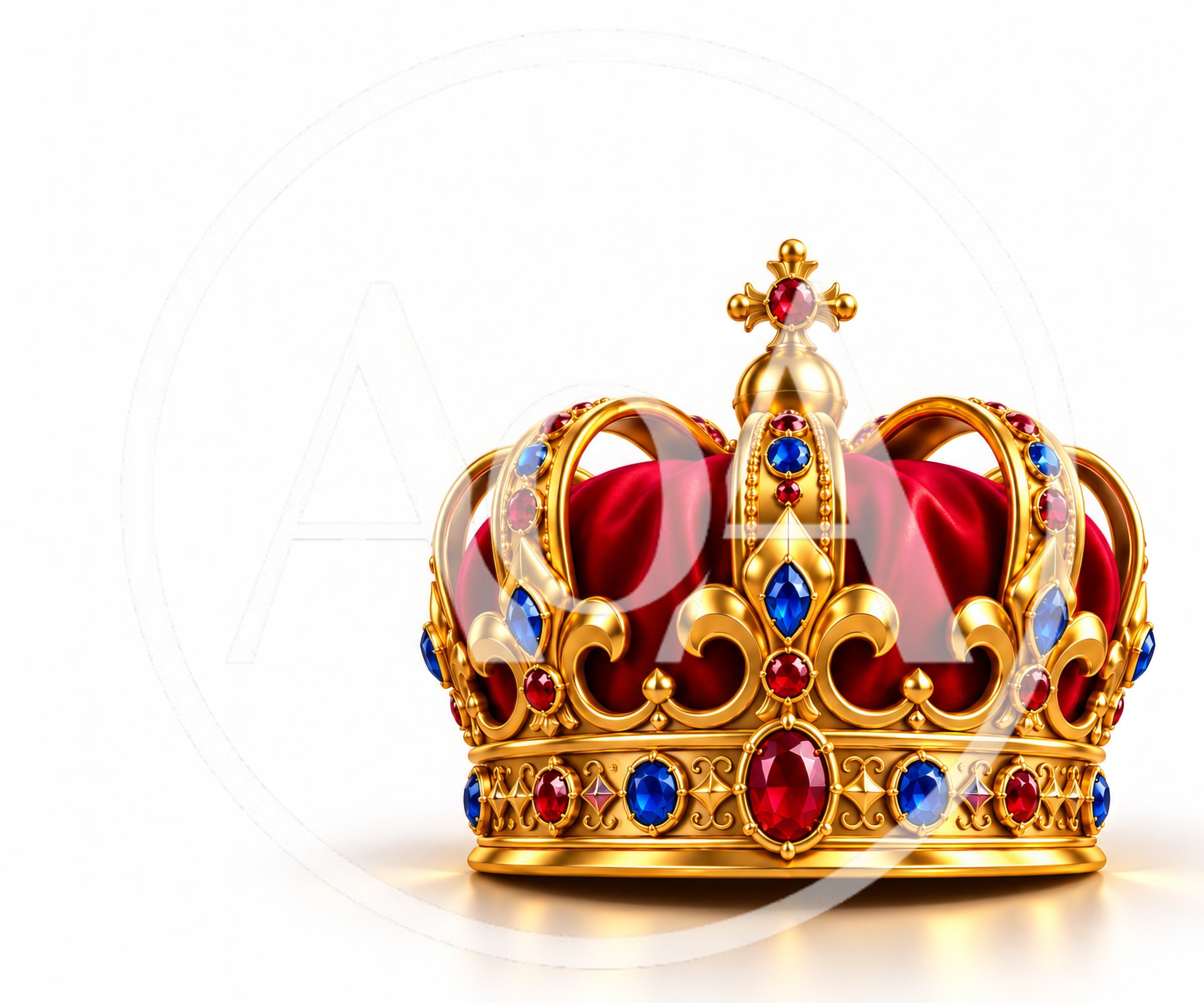 Ornate Golden Royal Crown With Red Velvet Lining
