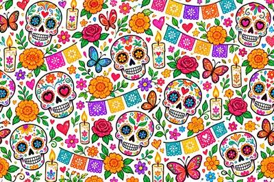 Day Of The Dead Sugar Skull Pattern