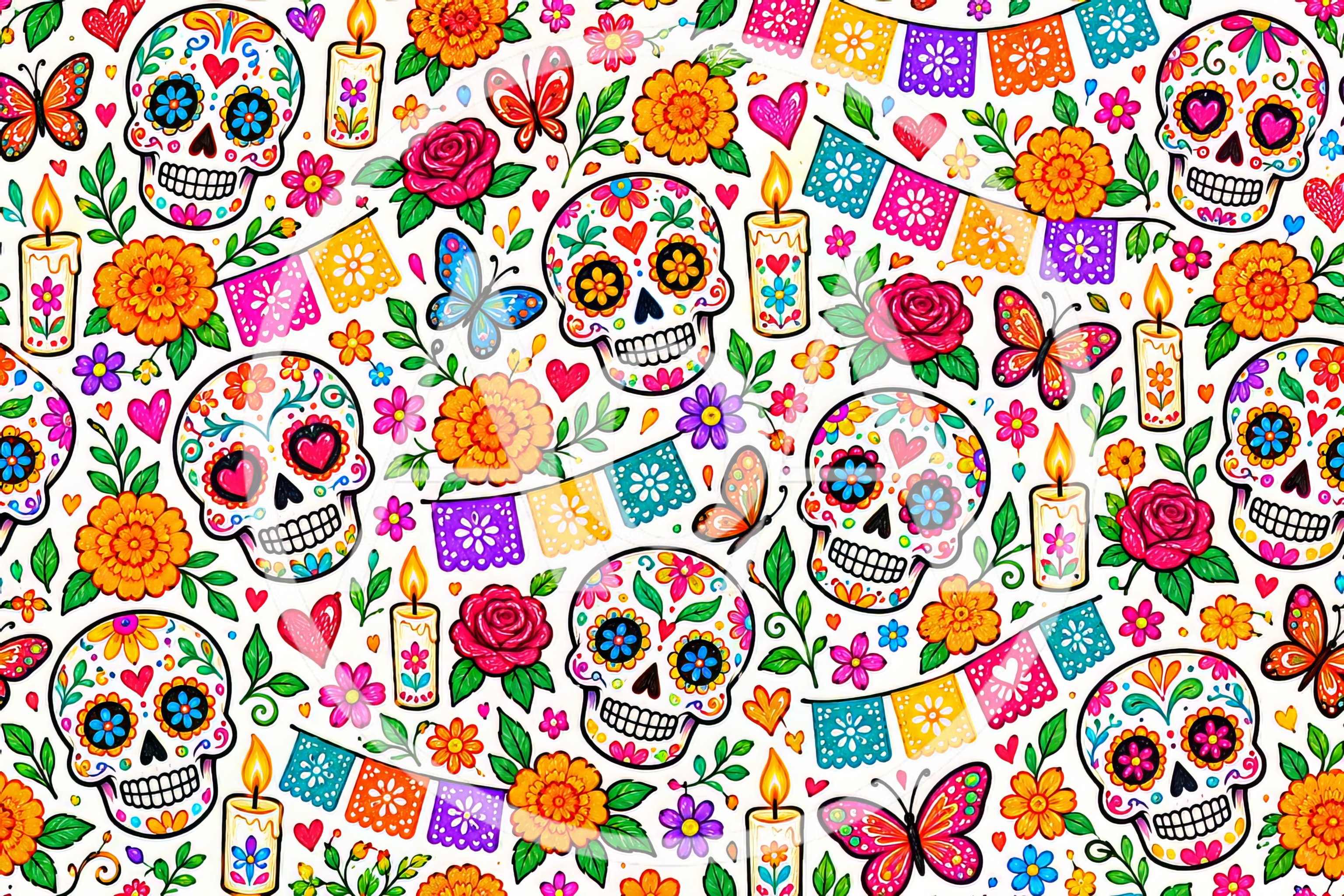 Day Of The Dead Sugar Skull Pattern