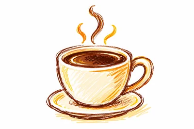 Hand Drawn Sketch Of A Steaming Coffee Cup