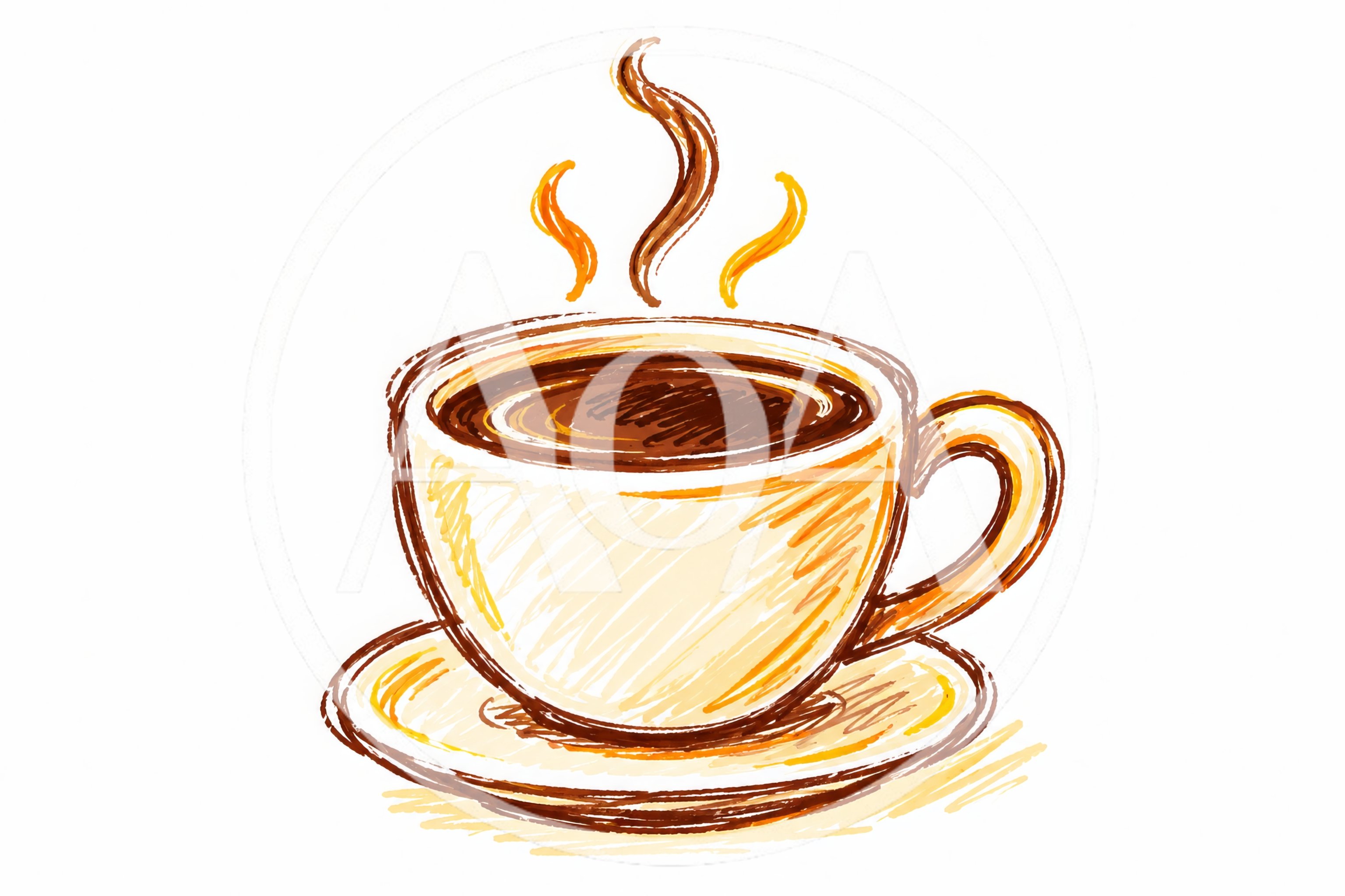 Hand Drawn Sketch Of A Steaming Coffee Cup