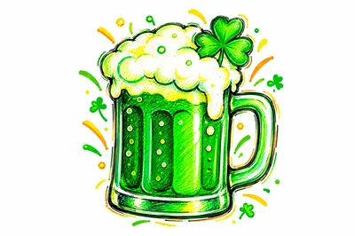 St Patrick Day Green Beer Mug Illustration