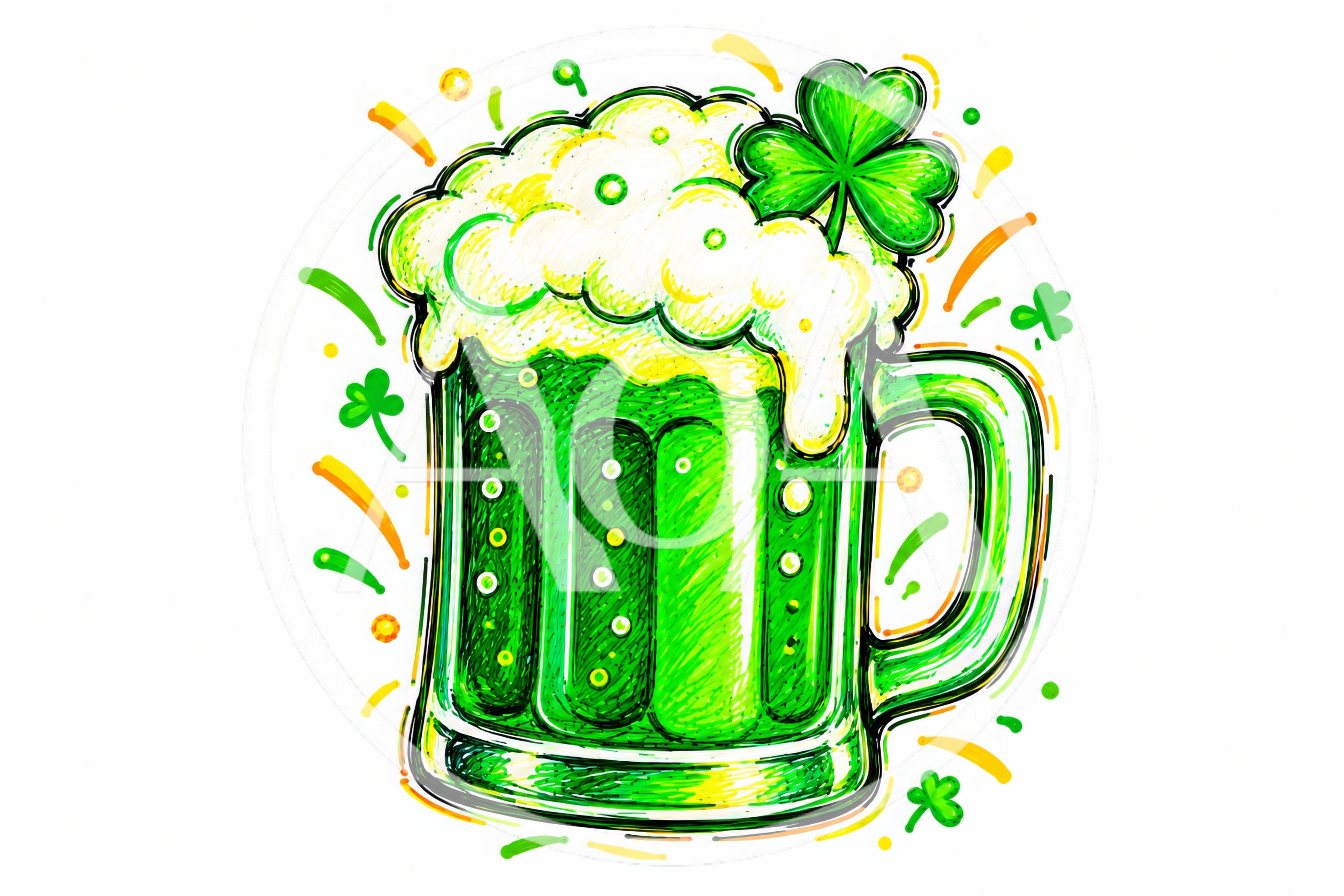 St Patrick Day Green Beer Mug Illustration