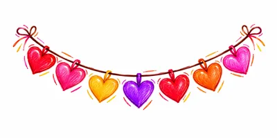 Colorful Hand Drawn Heart Garland Illustration