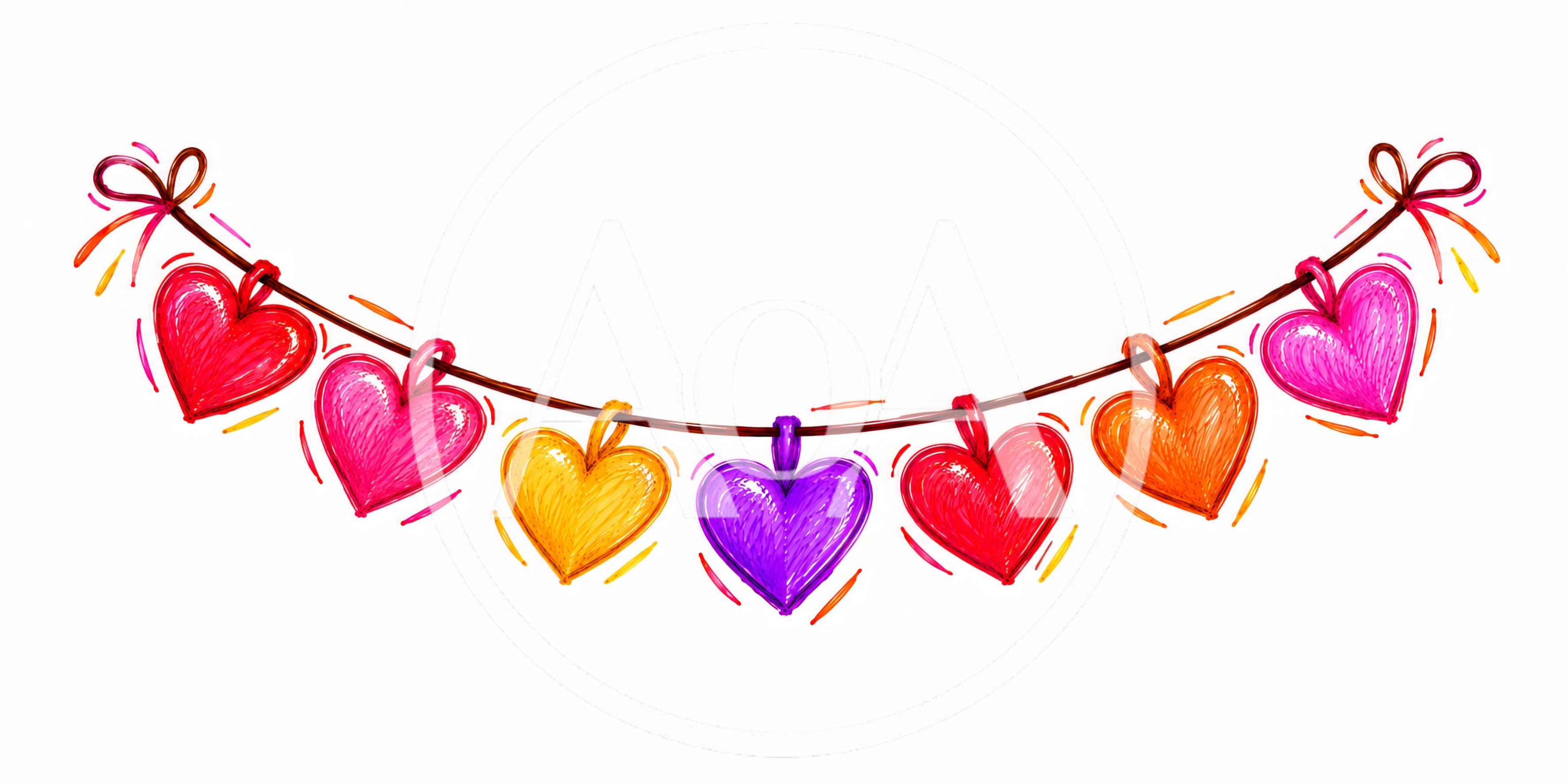 Colorful Hand Drawn Heart Garland Illustration
