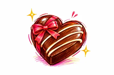Heart Shaped Chocolate With Red Ribbon Bow