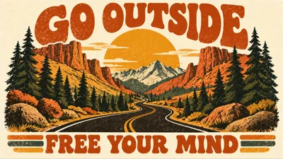 Vintage Style Illustration Of A Winding Mountain Road