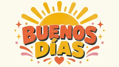 Retro Style Buenos Dias Greeting Graphic
