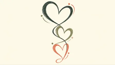 Three Stacked Hand Drawn Hearts Illustration