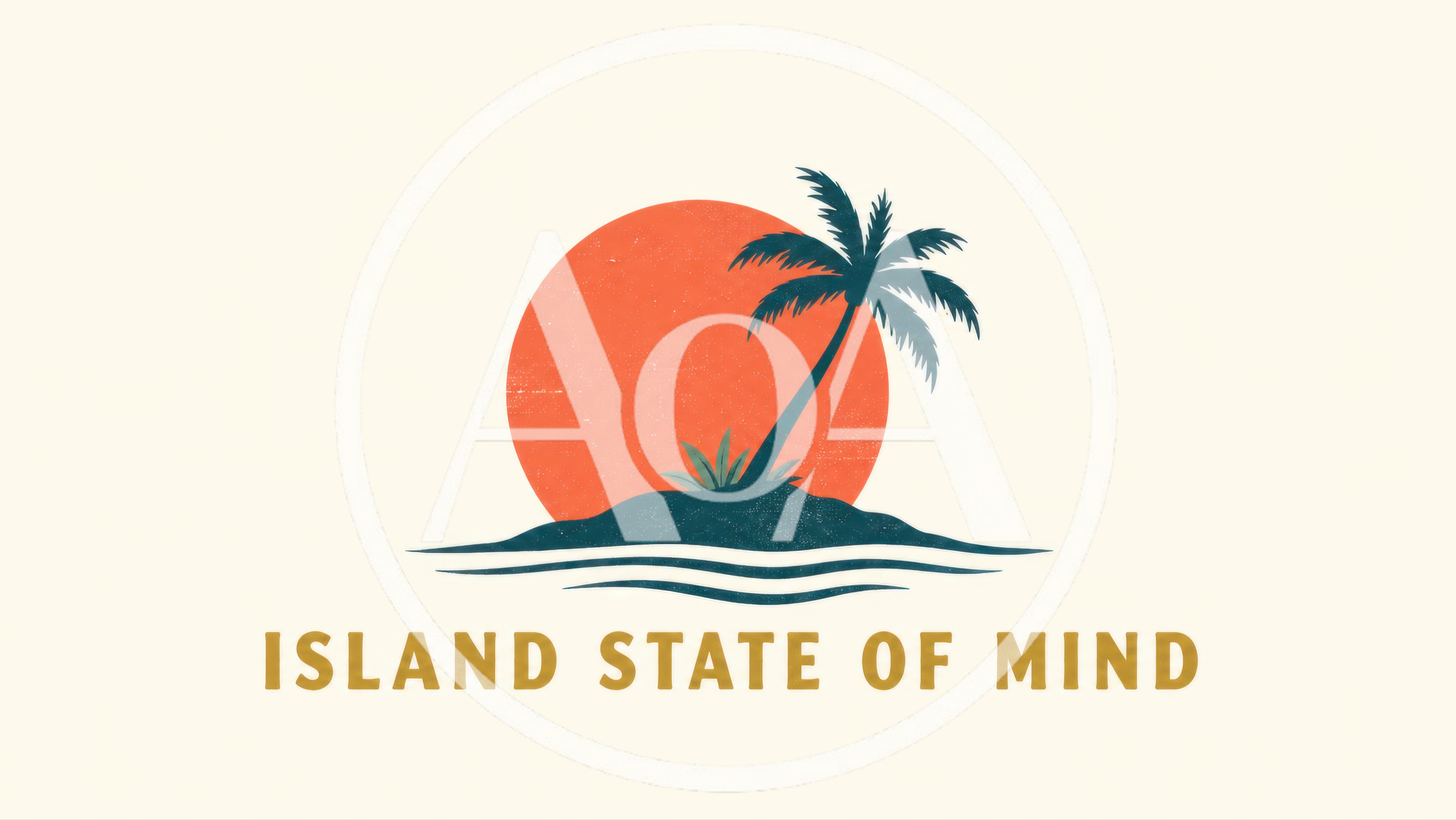 Minimalist Tropical Island Sunset Graphic Design
