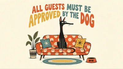 Mid Century Modern Illustration Of A Judgmental Dog