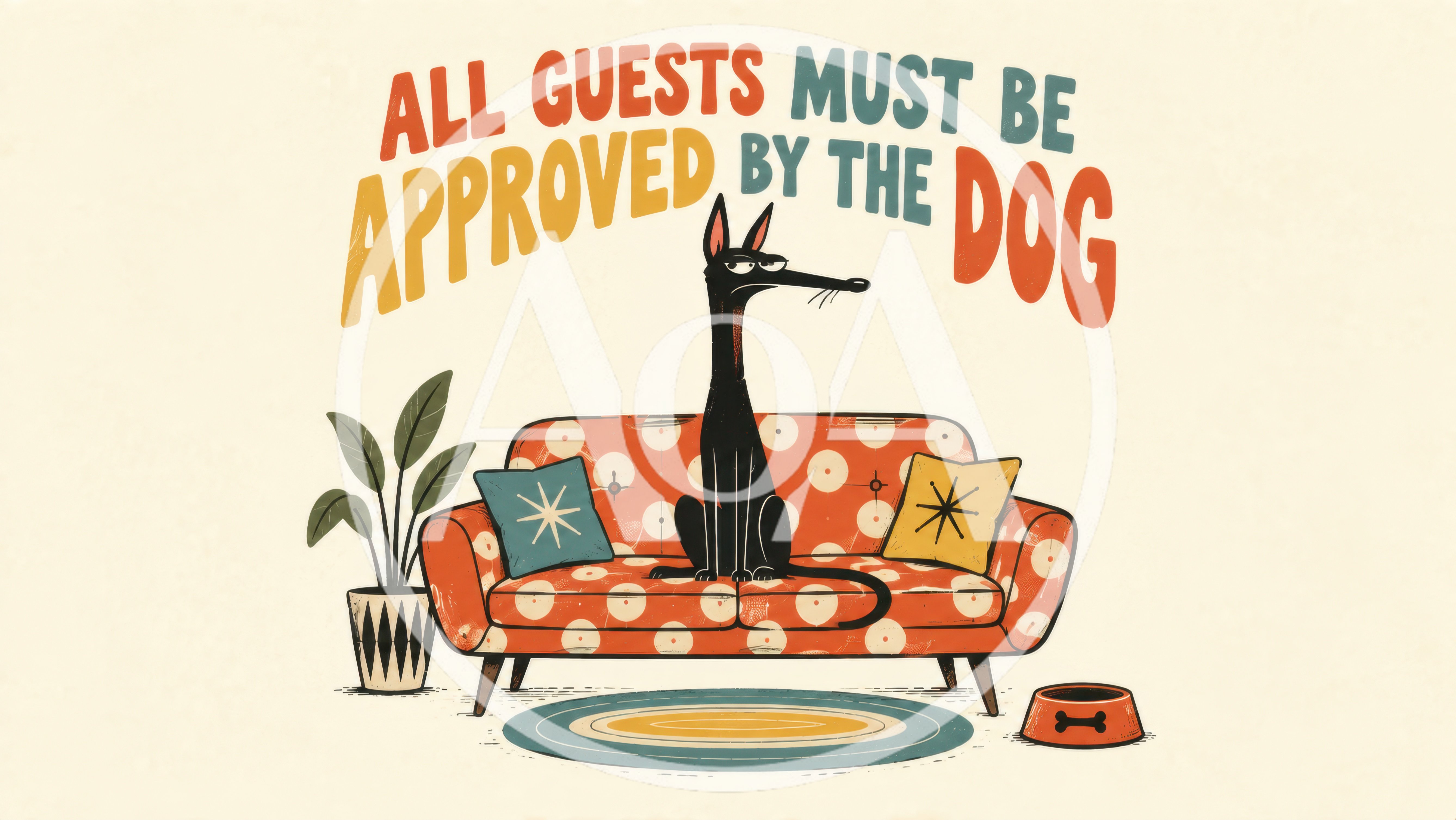 Mid Century Modern Illustration Of A Judgmental Dog