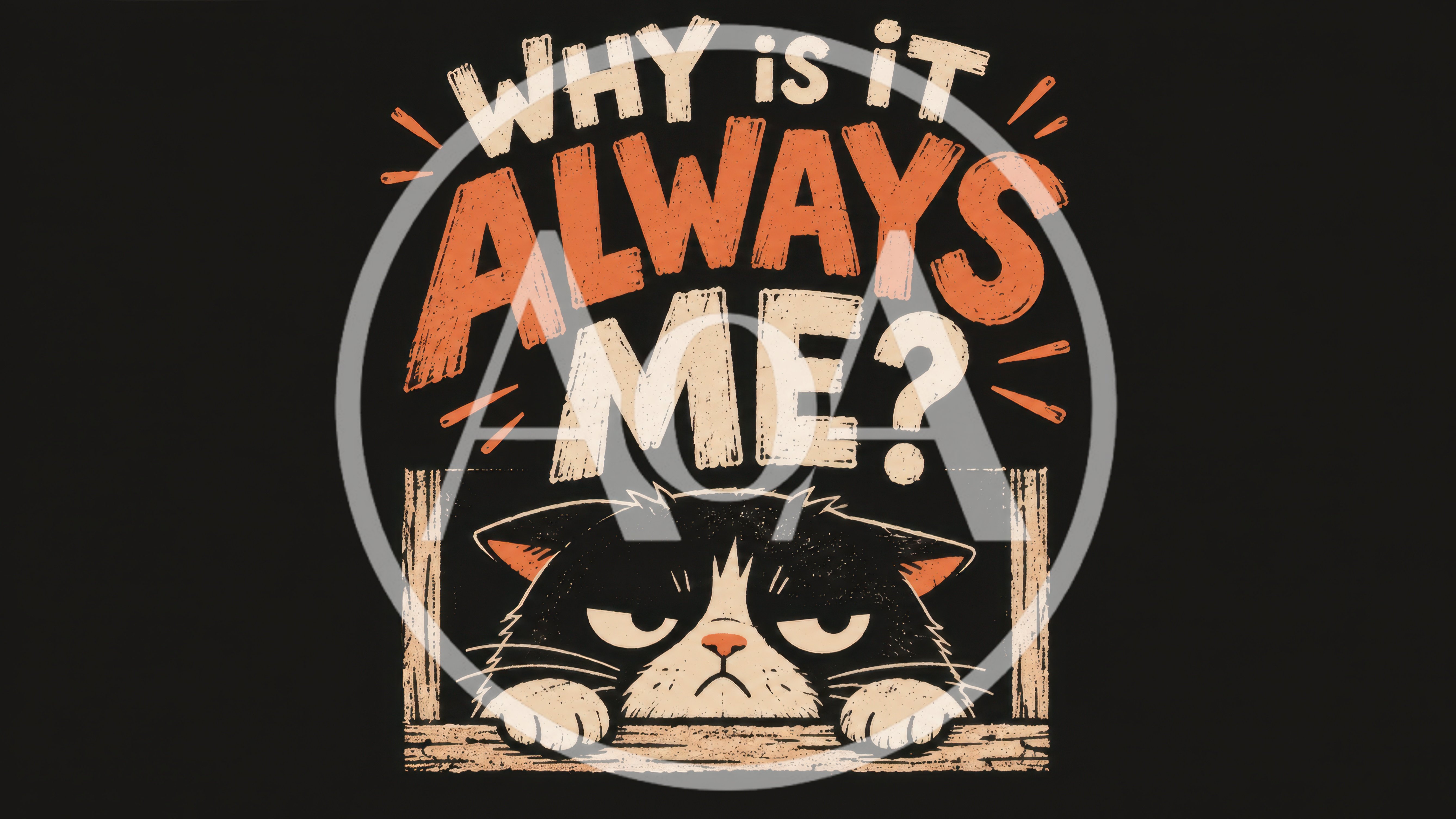 Grumpy Cat Illustration With Why Is It Always Me Text