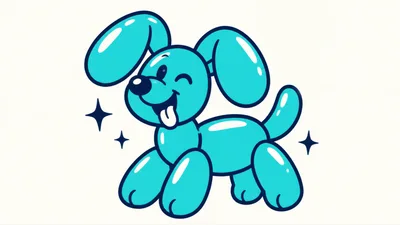 Cute Blue Balloon Dog Cartoon Illustration