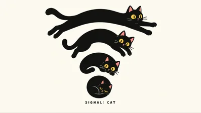 Black Cats Arranged In A Wi-Fi Signal Pattern