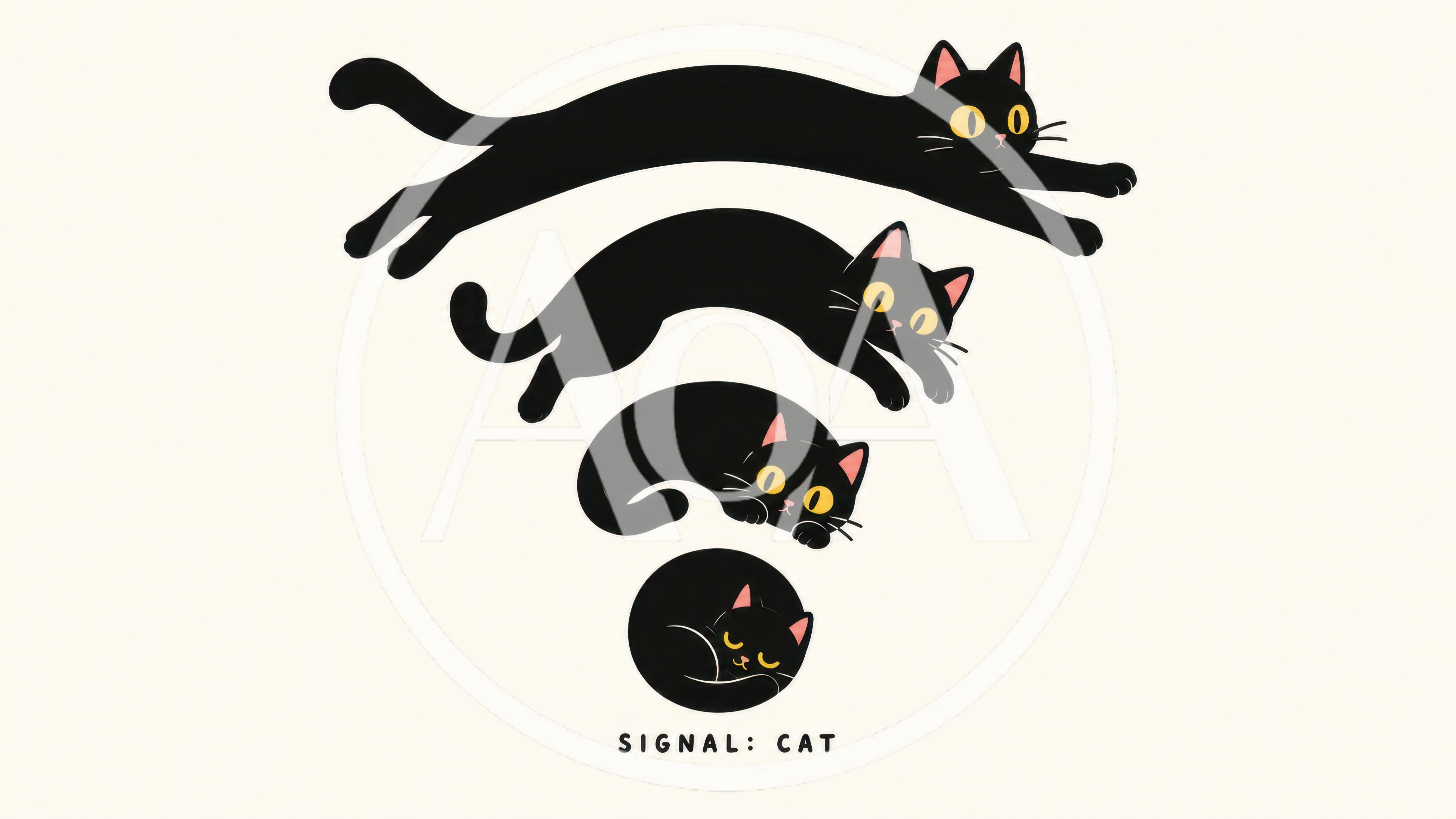 Black Cats Arranged In A Wi-Fi Signal Pattern
