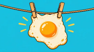 Fried Egg Hanging From A Clothesline