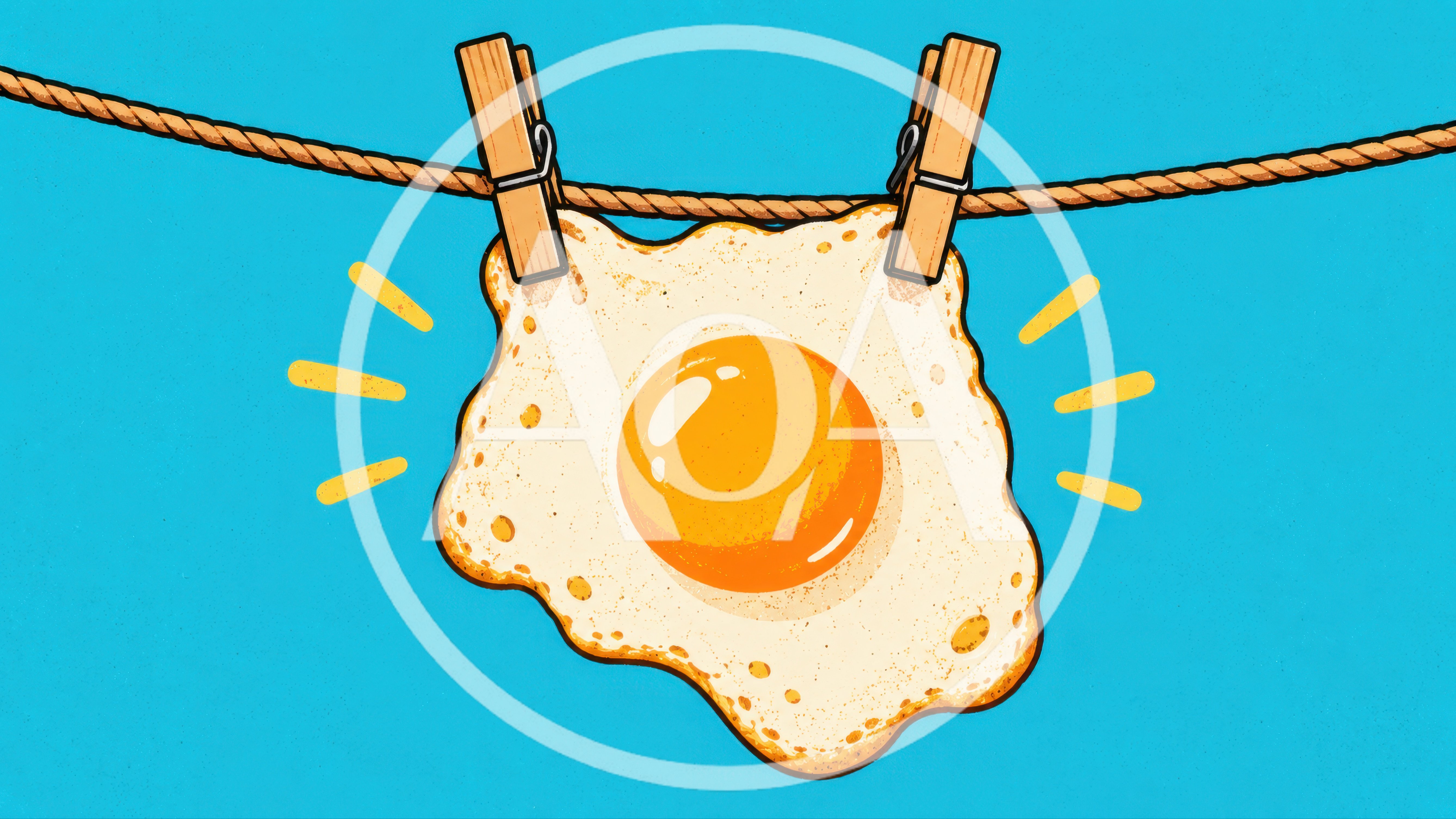 Fried Egg Hanging From A Clothesline