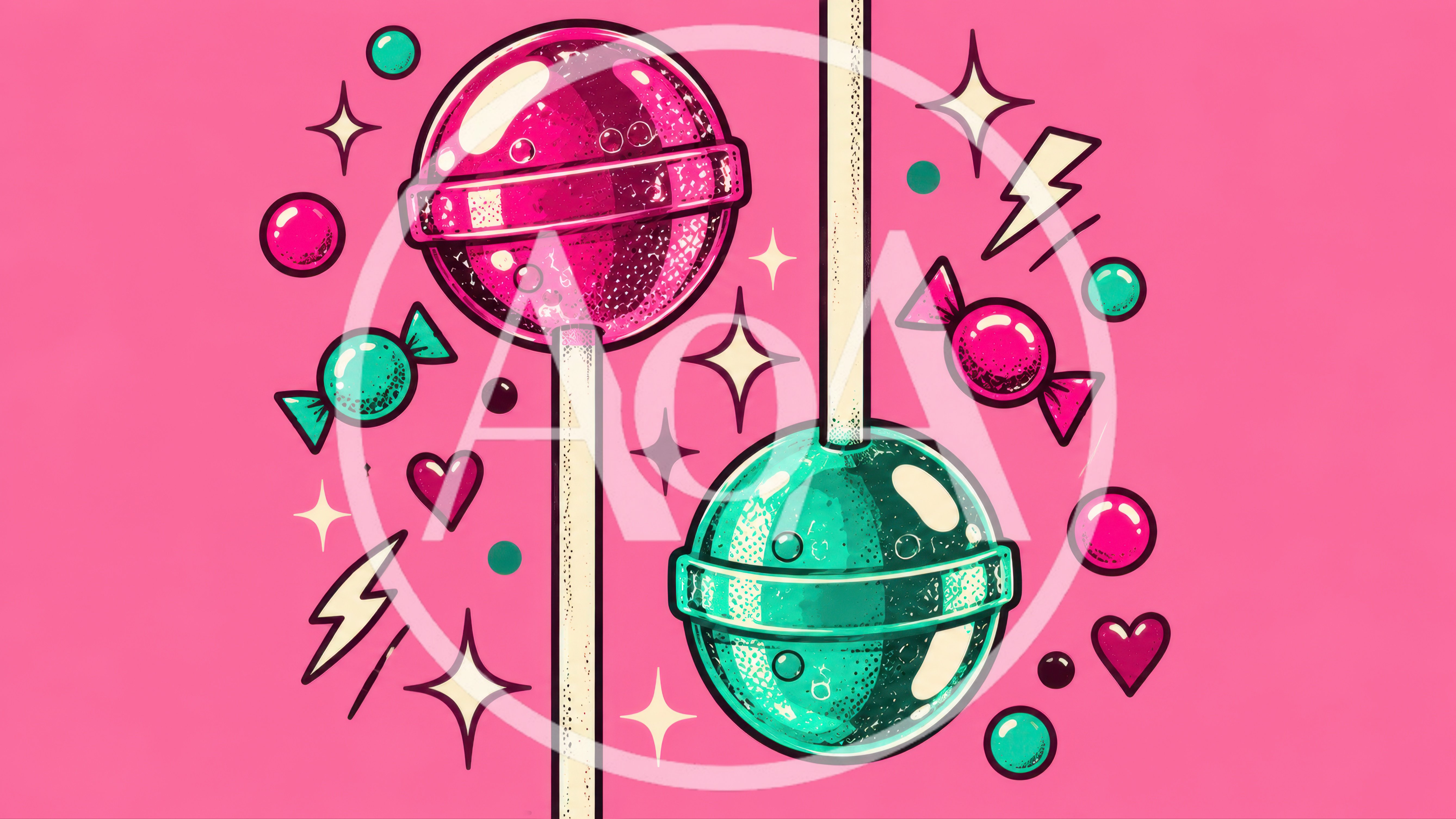 Pop Art Style Lollipops And Candy Illustration