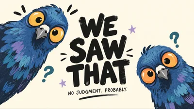 Two Cartoon Pigeons Looking With Wide Eyes
