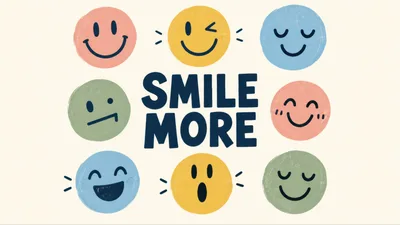 Colorful Hand Drawn Smiley Faces With Smile More Text