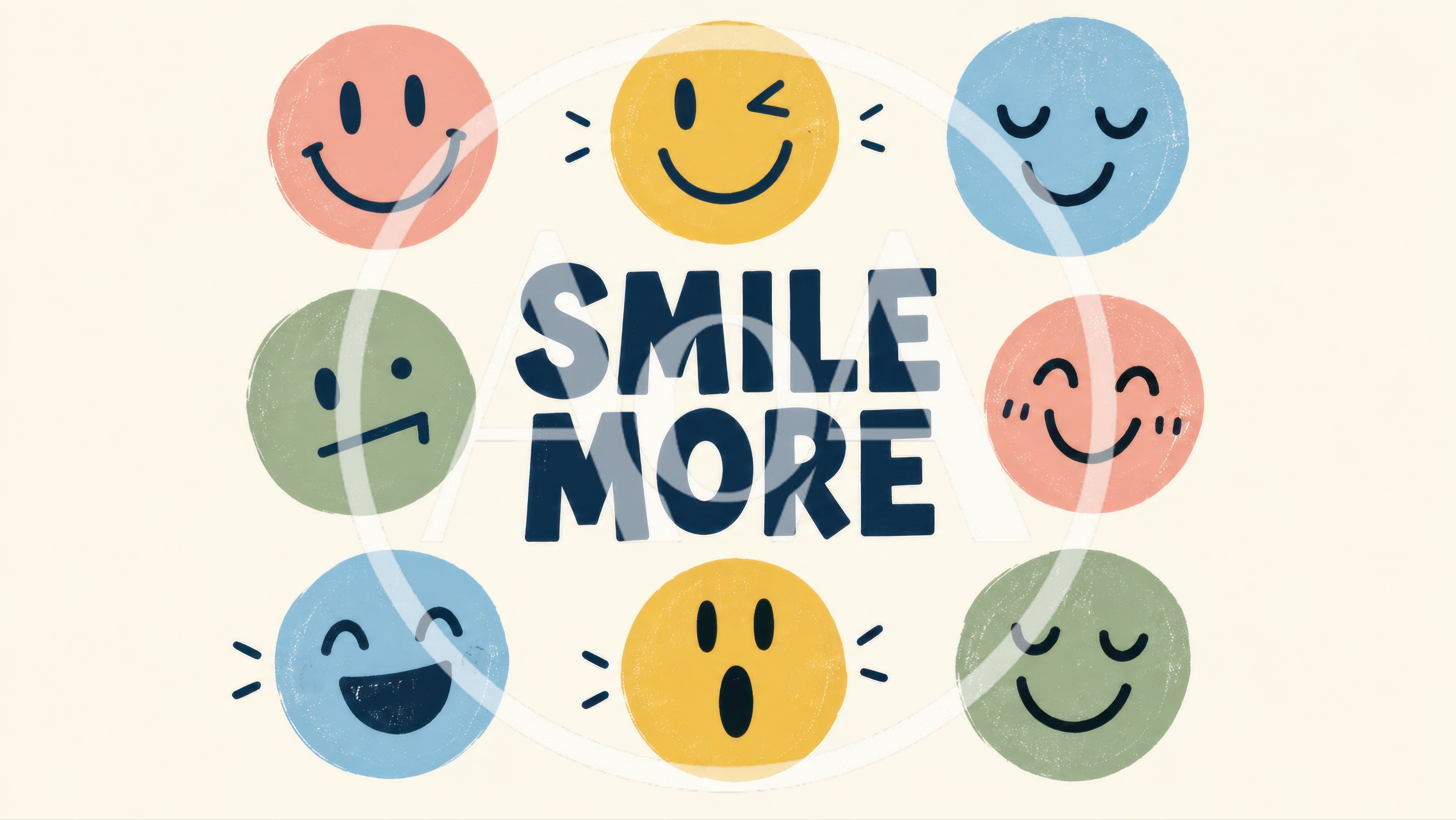 Colorful Hand Drawn Smiley Faces With Smile More Text