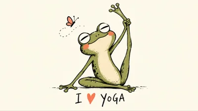 Cute Cartoon Frog Practicing Yoga Pose