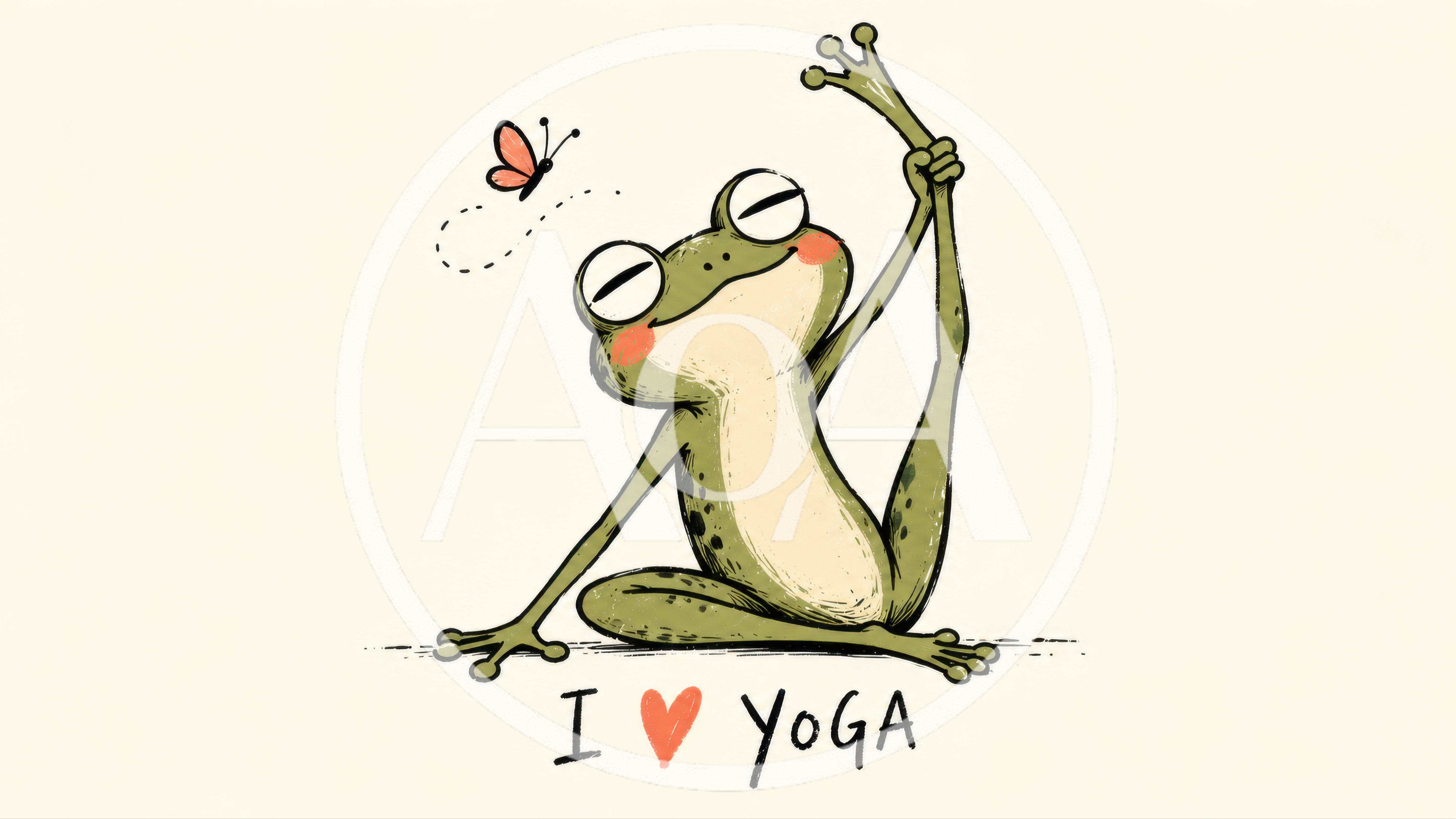 Cute Cartoon Frog Practicing Yoga Pose