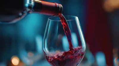 Red Wine Pouring Into A Glass