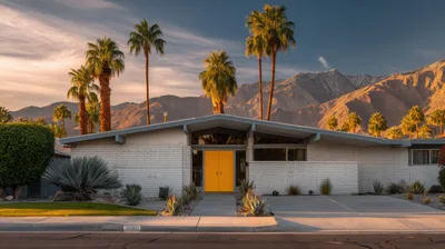 Mid-Century Modern Home With Yellow Doors In Palm Springs