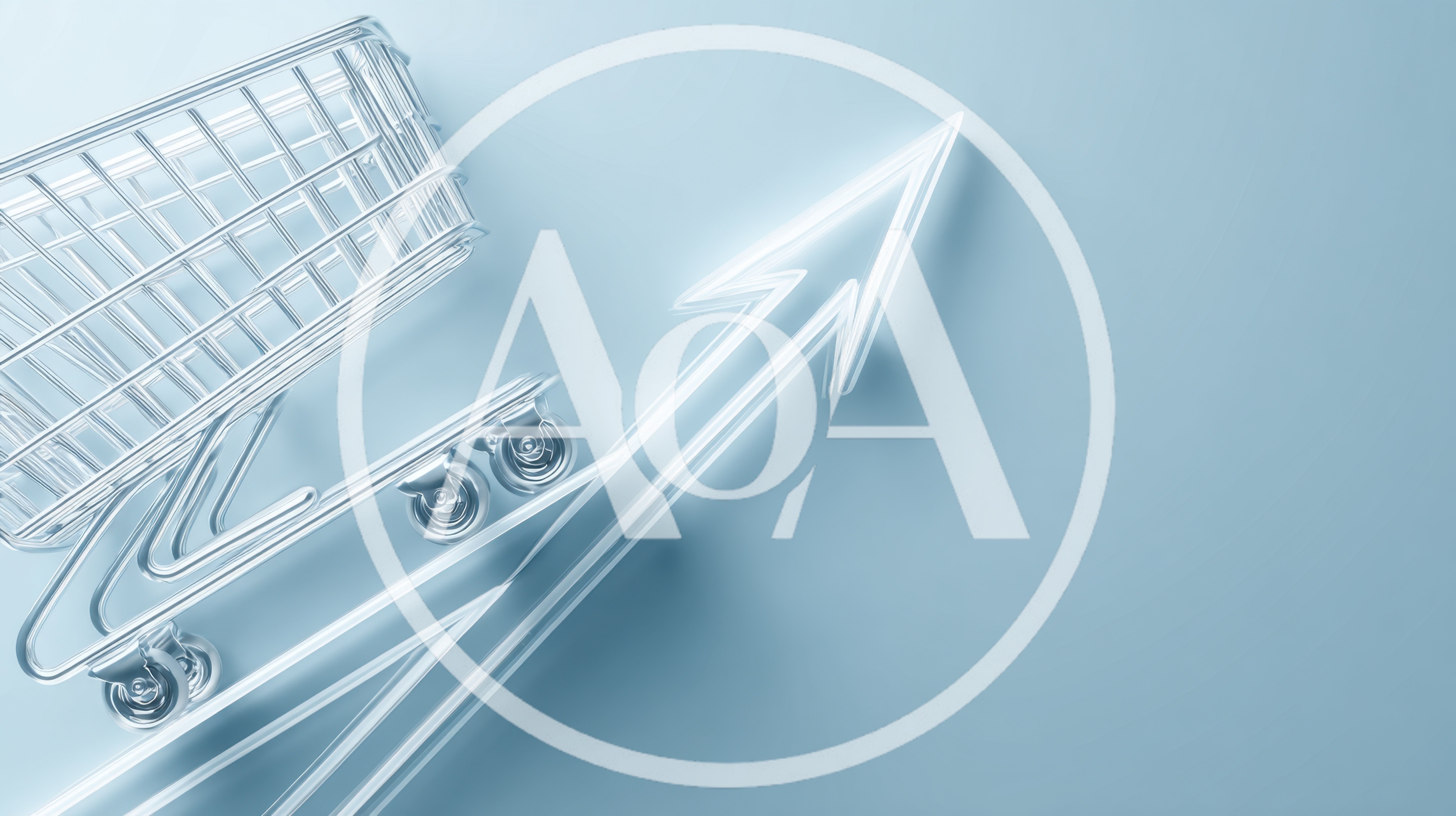 3D Render of Shopping Cart Moving Upward