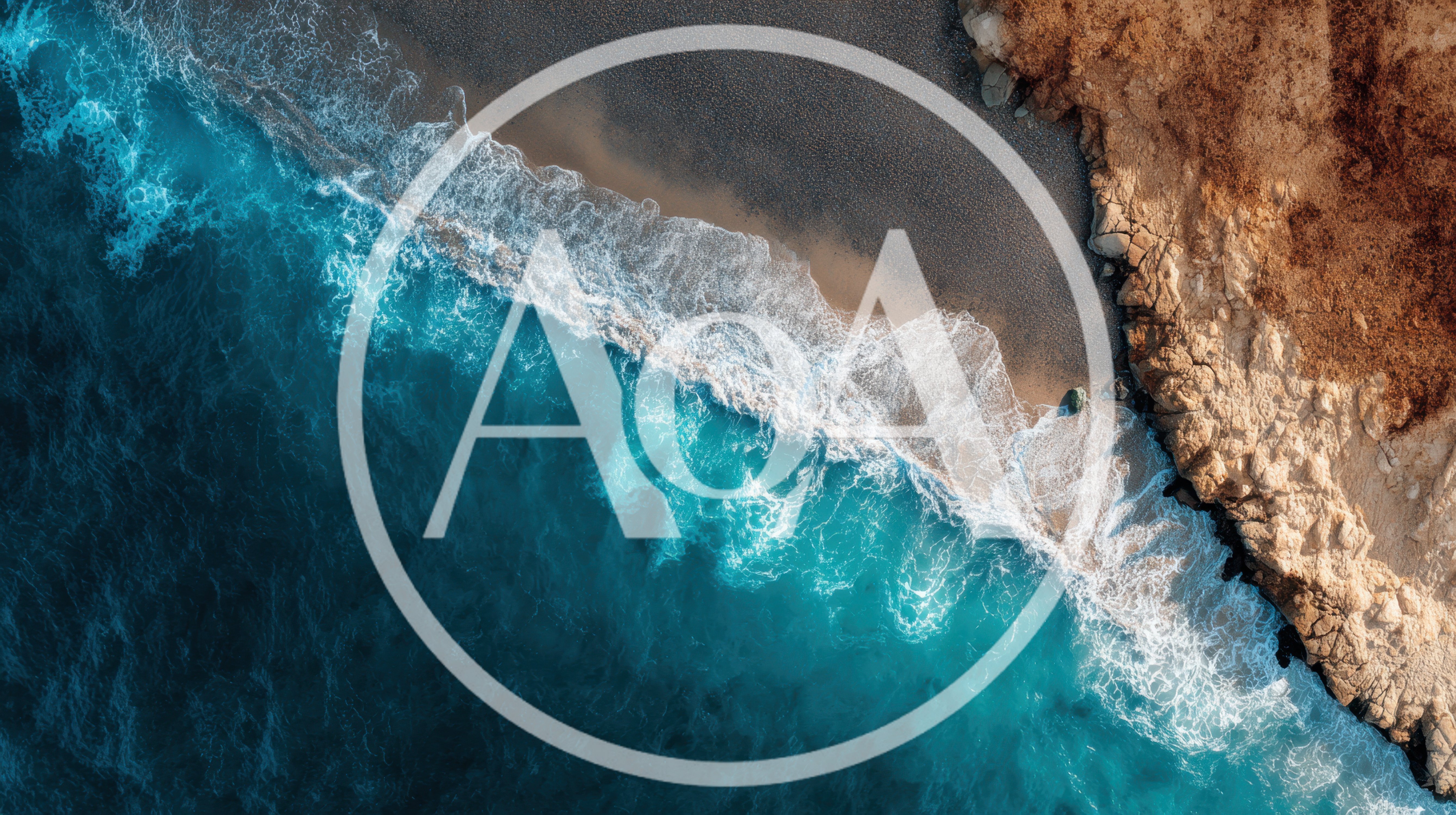Aerial View Of Waves Crashing On Rocky Beach