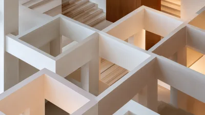 Abstract Architectural Structure With Geometric White Frames