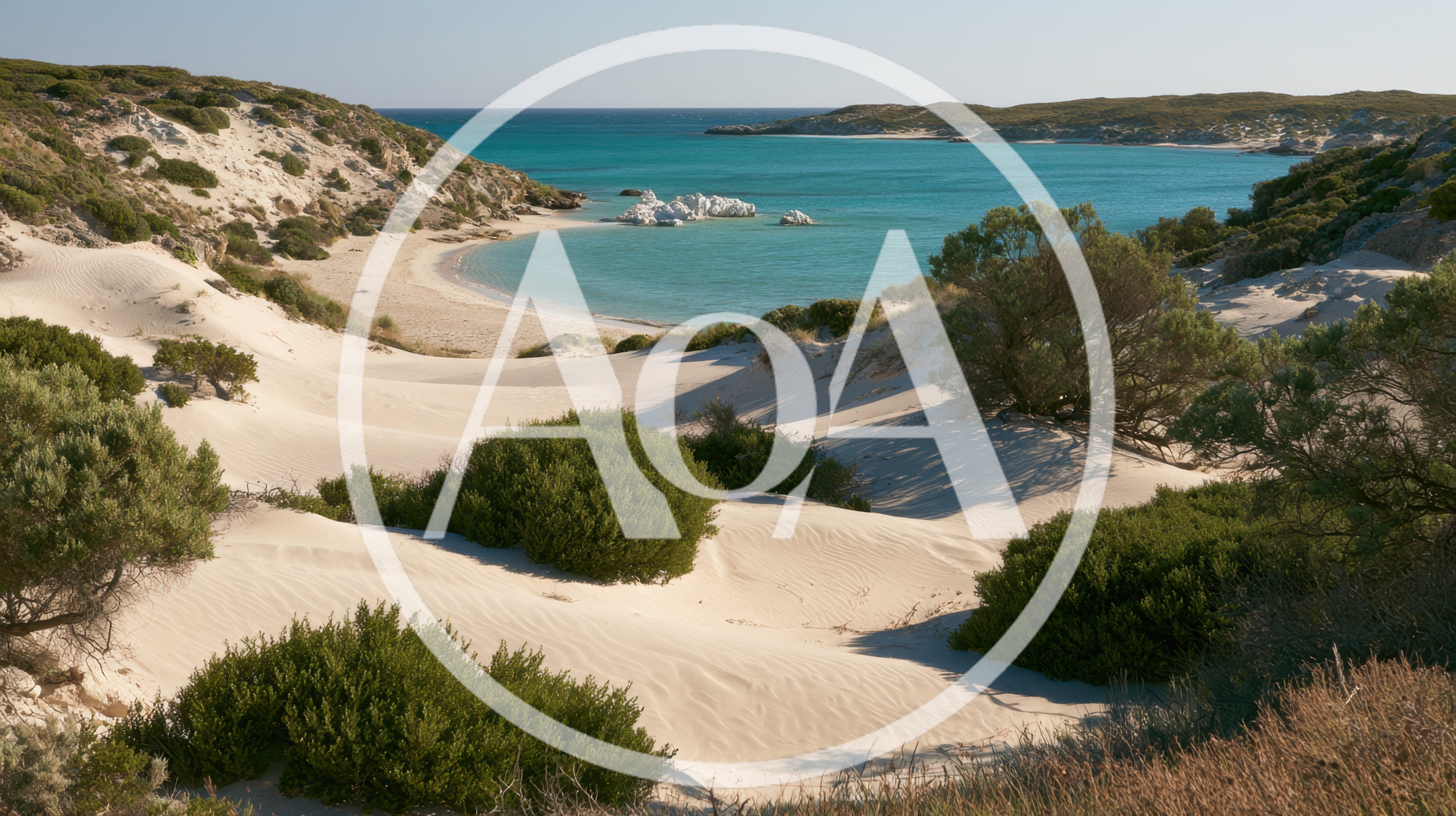 Scenic Coastal Landscape With White Sand Dunes And Turquoise Water