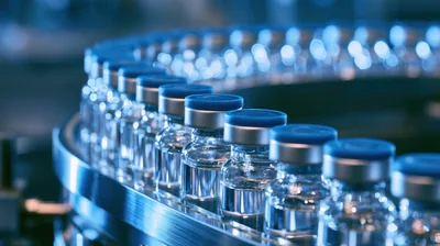 Pharmaceutical Vials Moving Along Automated Production Line
