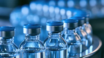 Pharmaceutical Vials Moving Along A Production Line