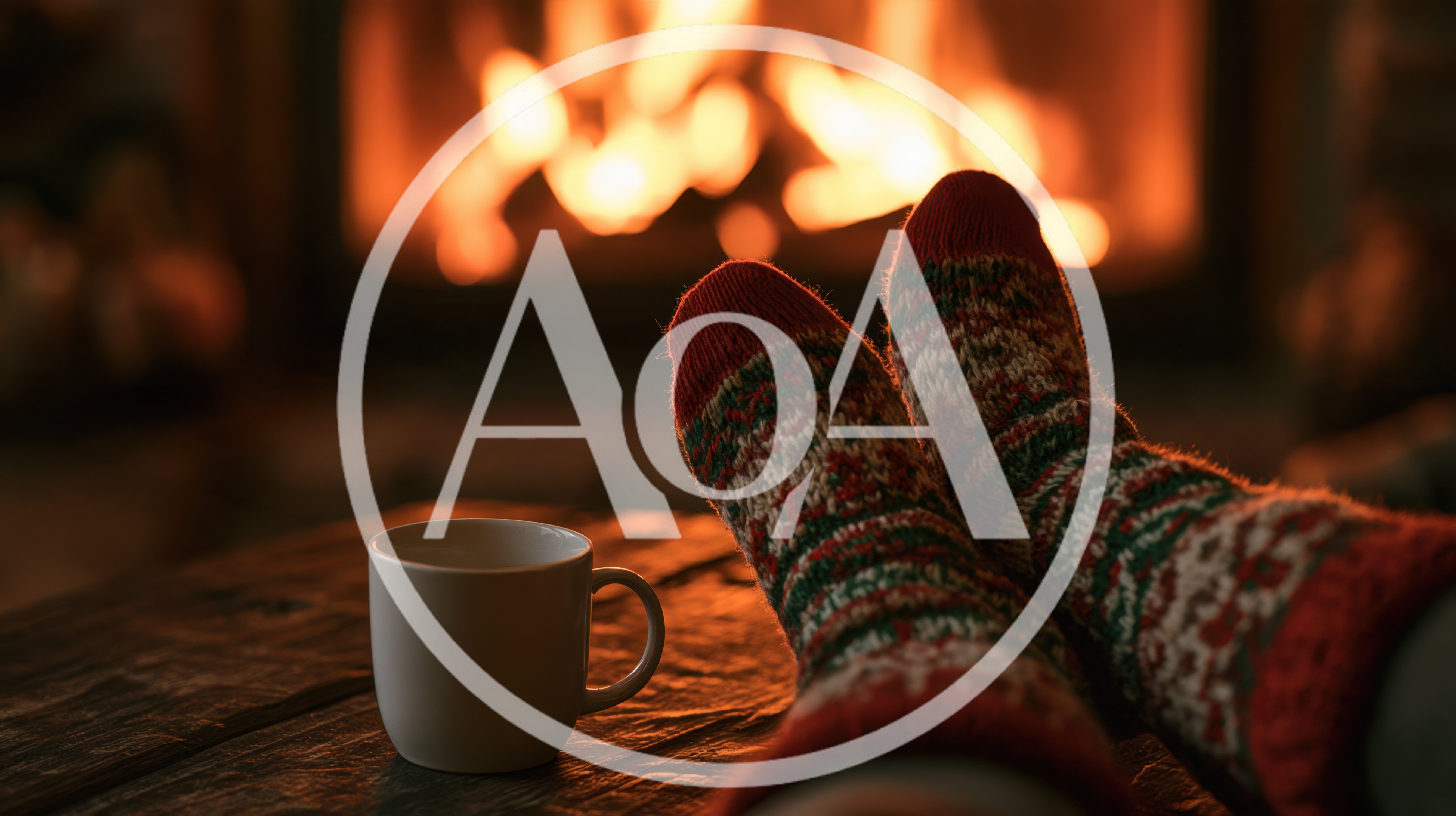 Person Relaxing With Hot Drink By A Cozy Fireplace
