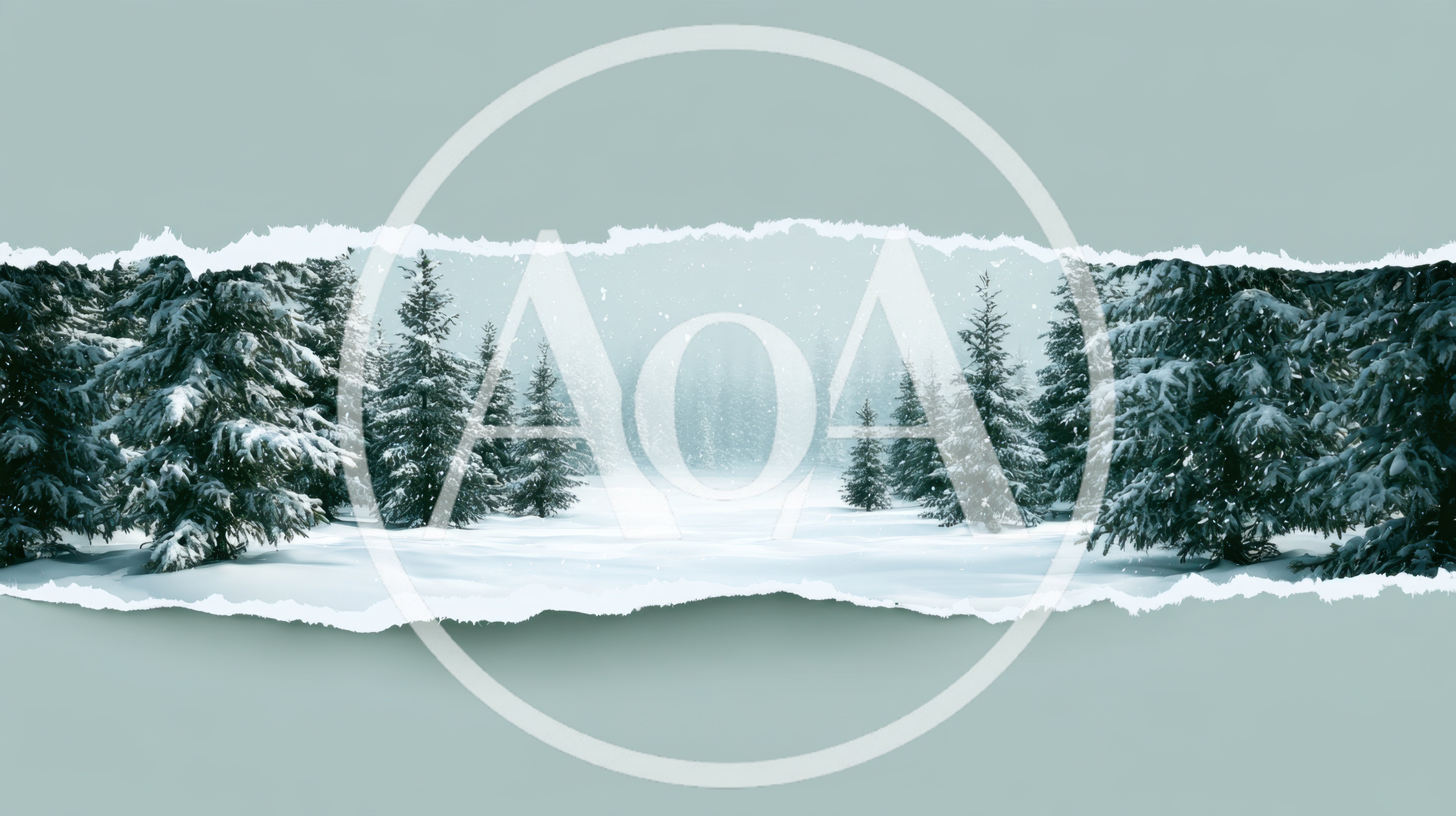 Winter Forest Landscape With Torn Paper Effect