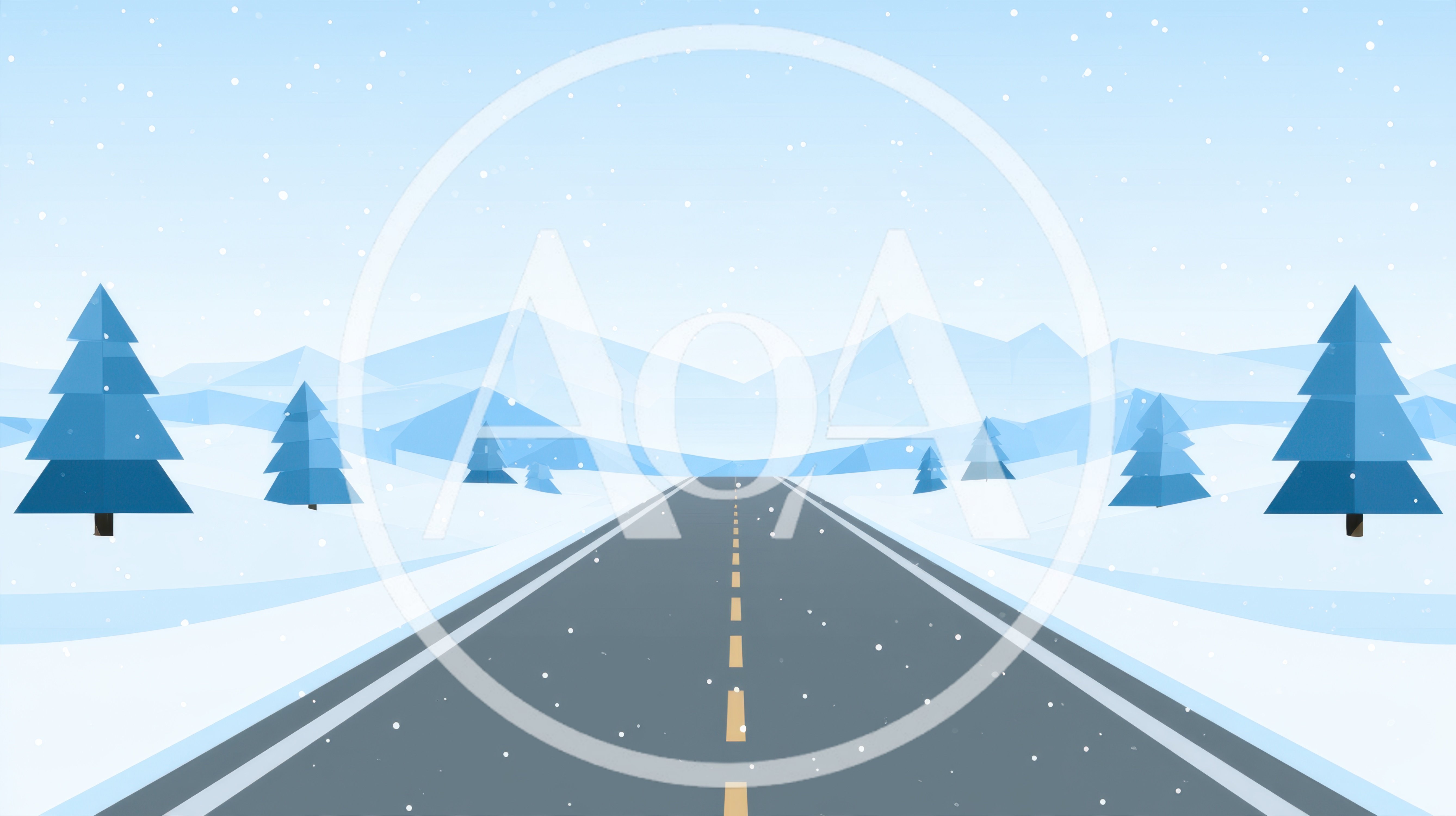 Low Poly Winter Landscape With Empty Road