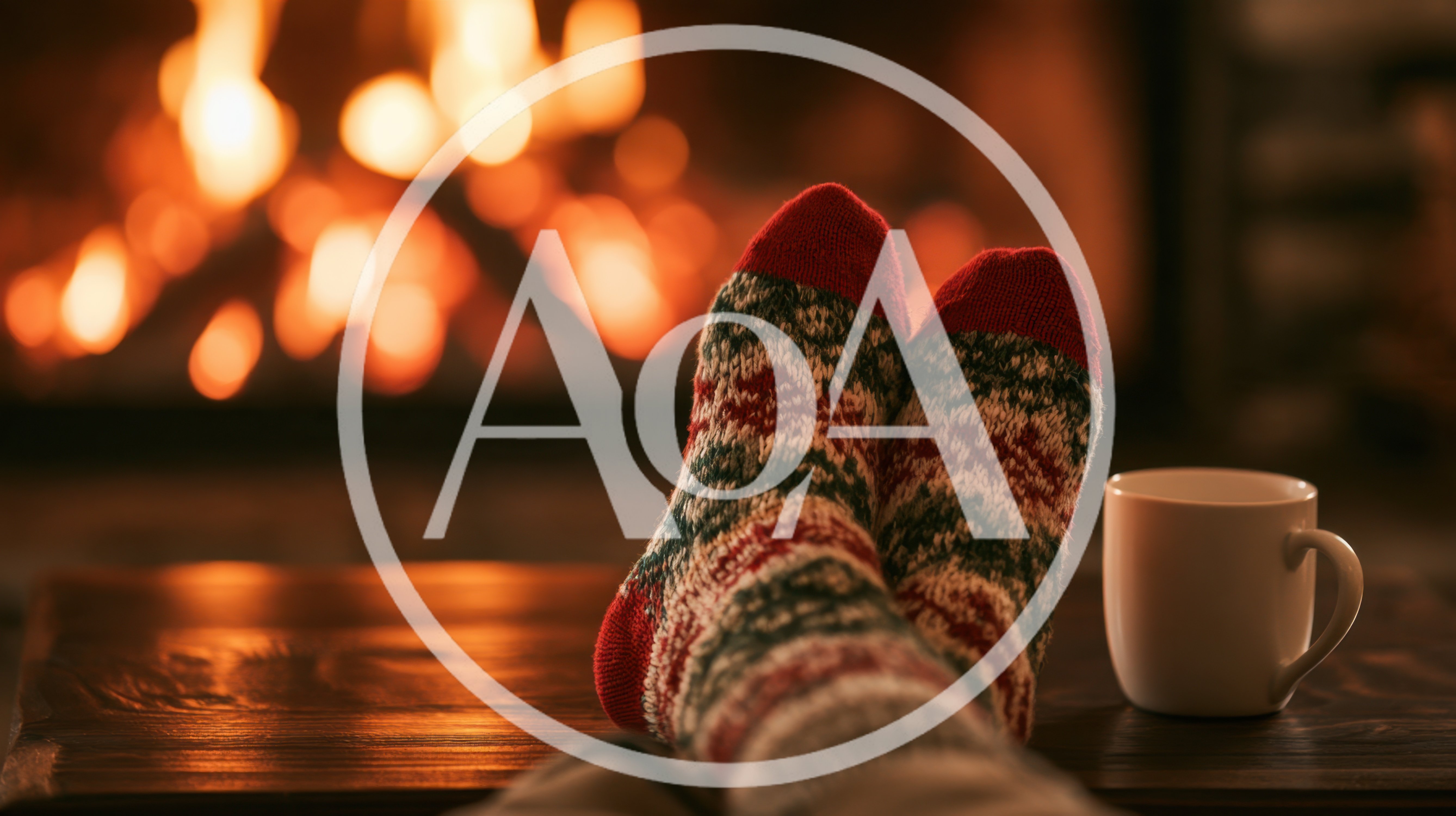 Person Relaxing With Warm Socks By A Cozy Fireplace