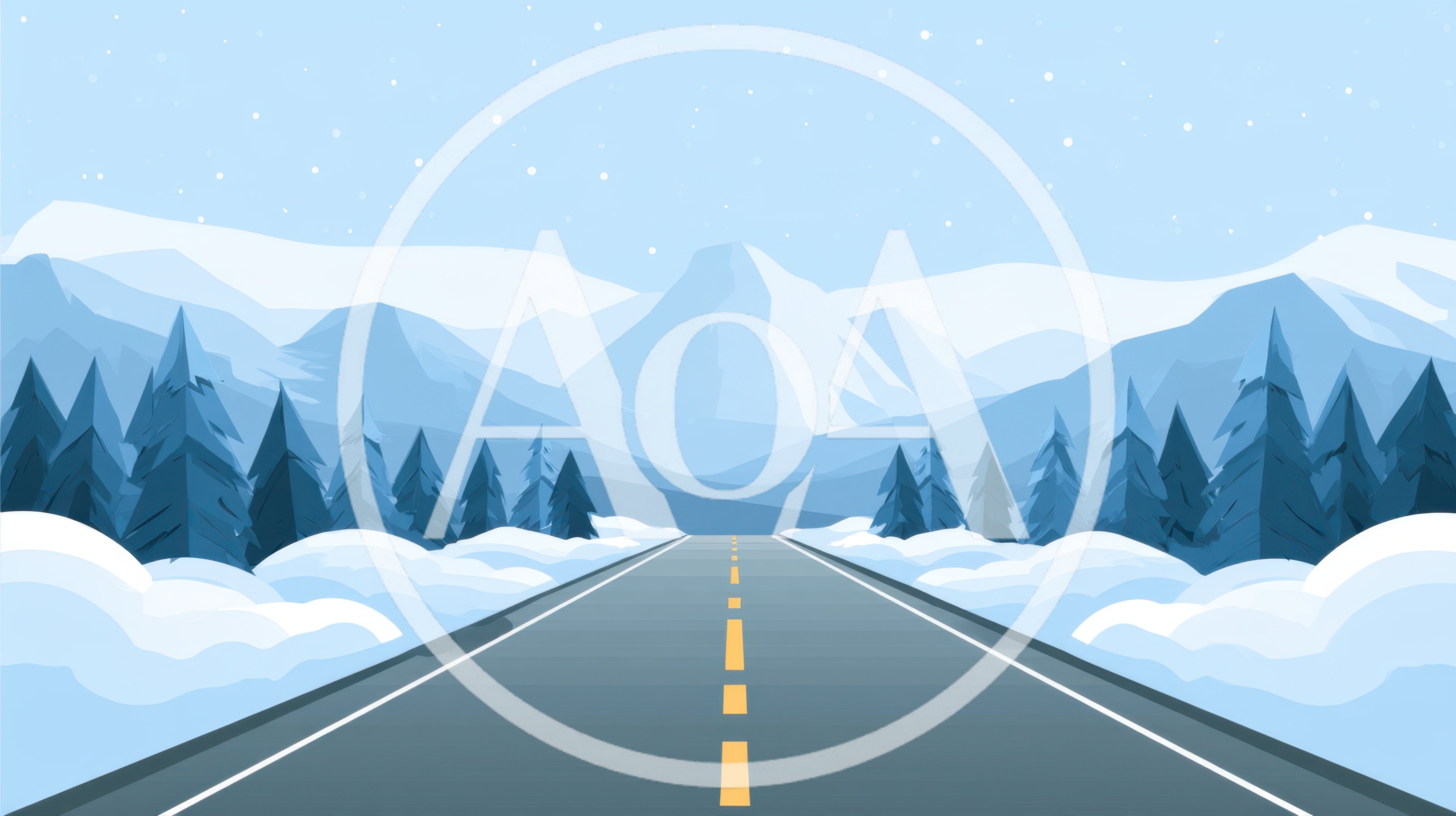 Empty Asphalt Road Through Snowy Winter Mountain Landscape