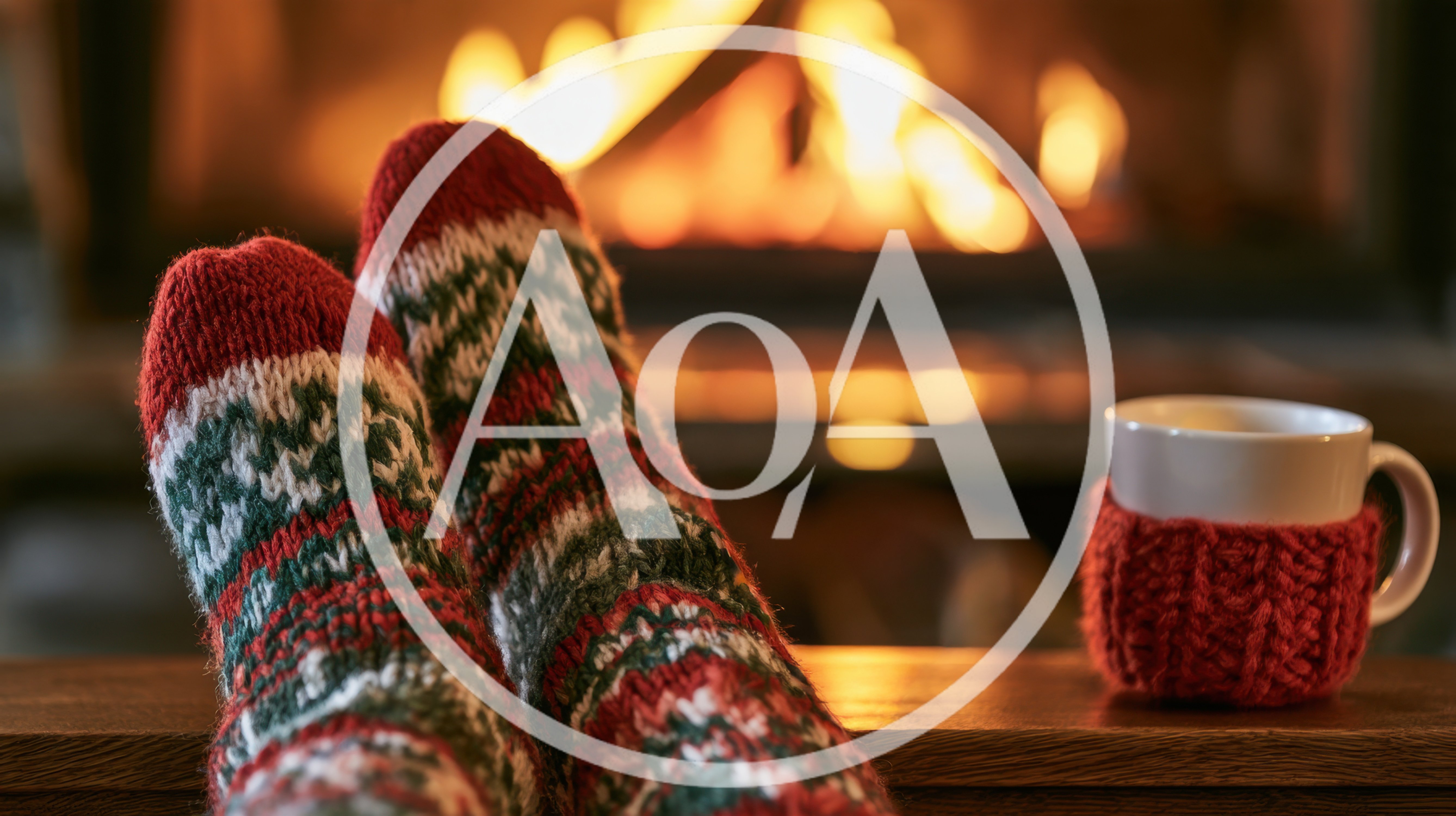 Feet In Woolen Socks Relaxing By A Cozy Fireplace