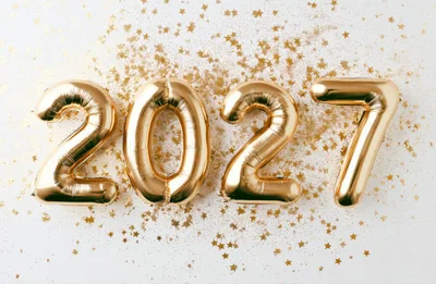 Gold Foil Balloon Numbers 2027 With Confetti