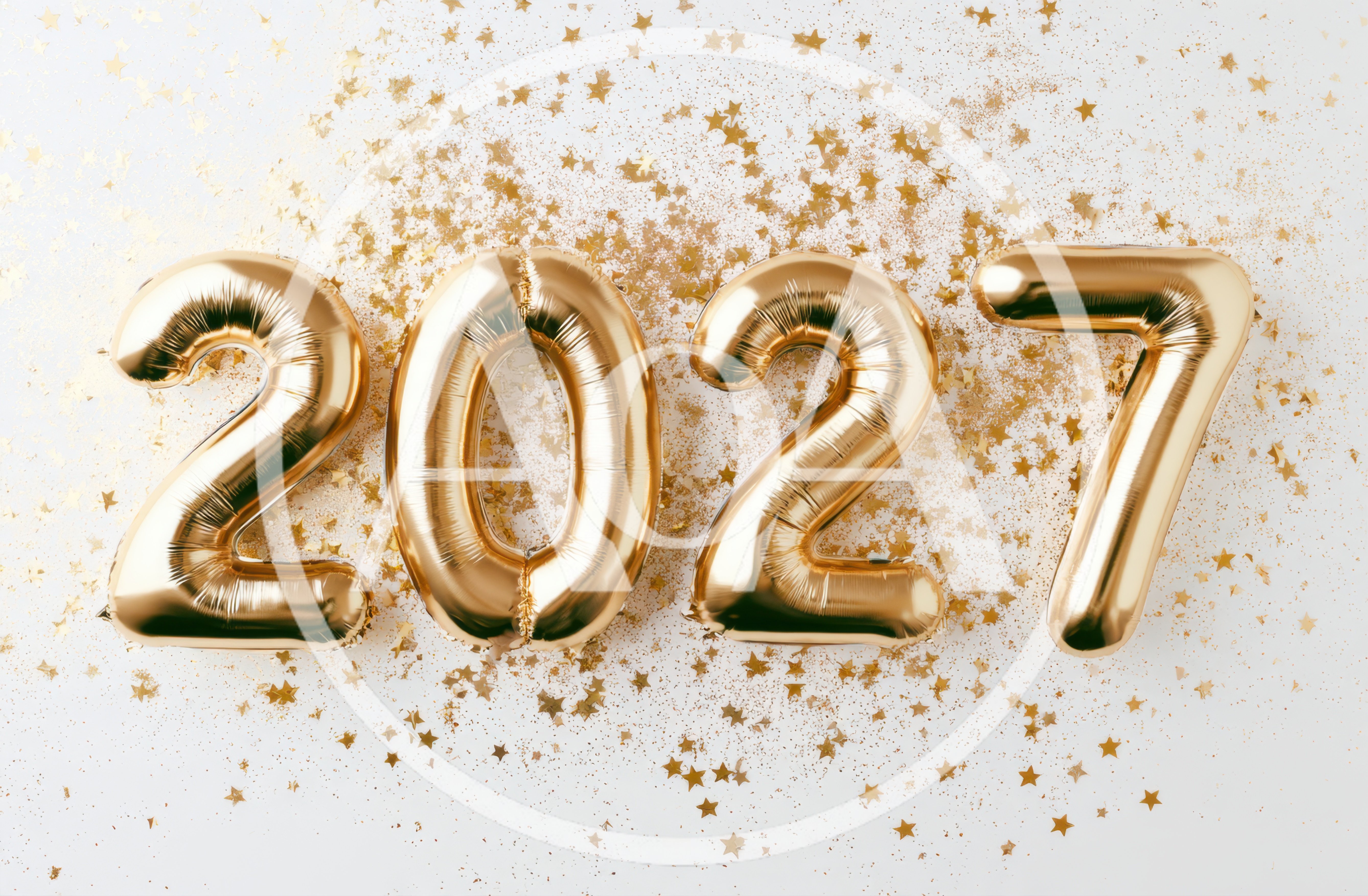 Gold Foil Balloon Numbers 2027 With Confetti