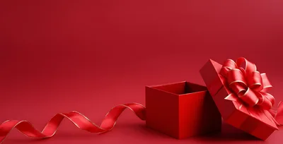 Open Red Gift Box With Ribbon