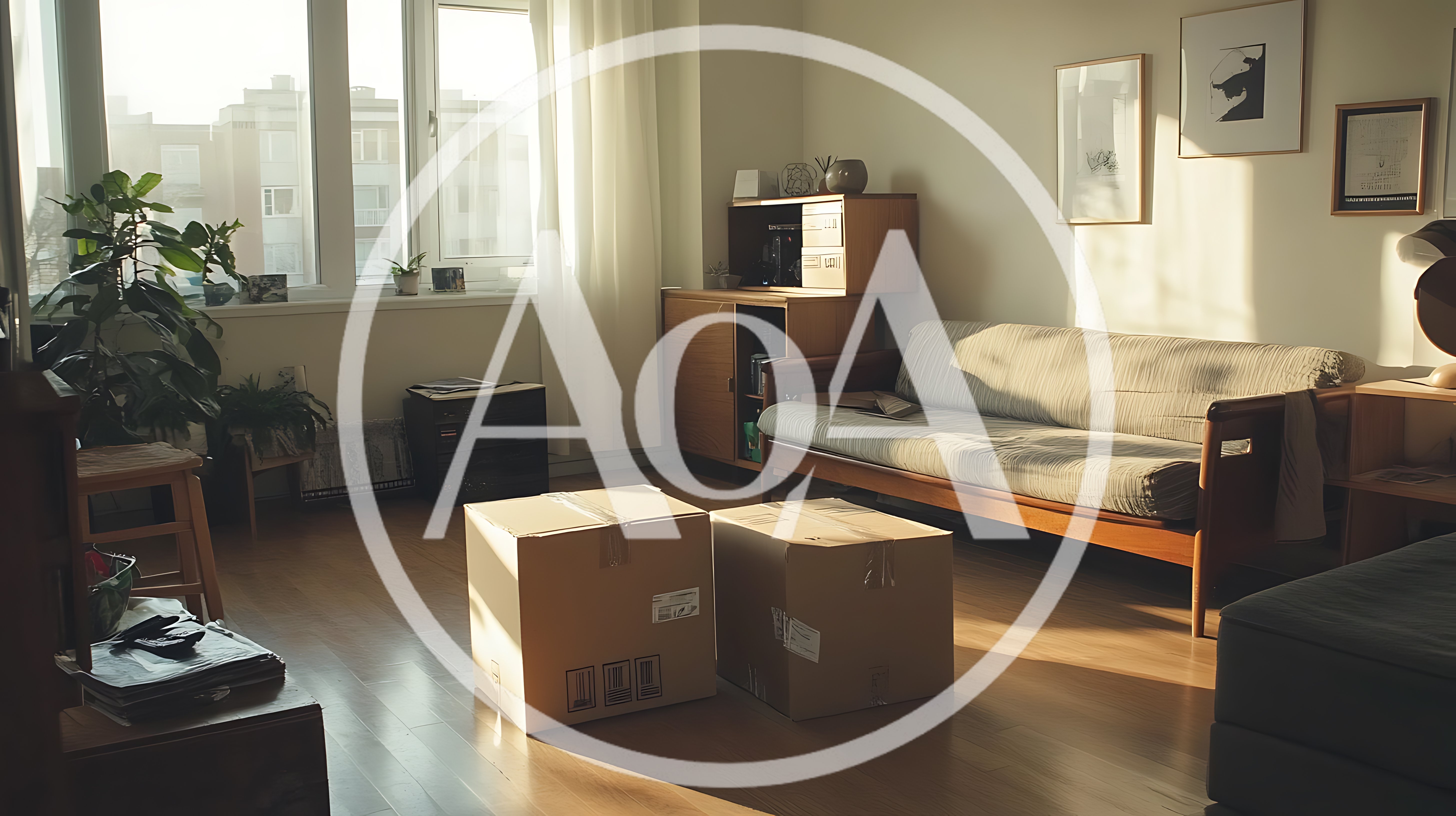 Cardboard Moving Boxes In A Sunlit Living Room