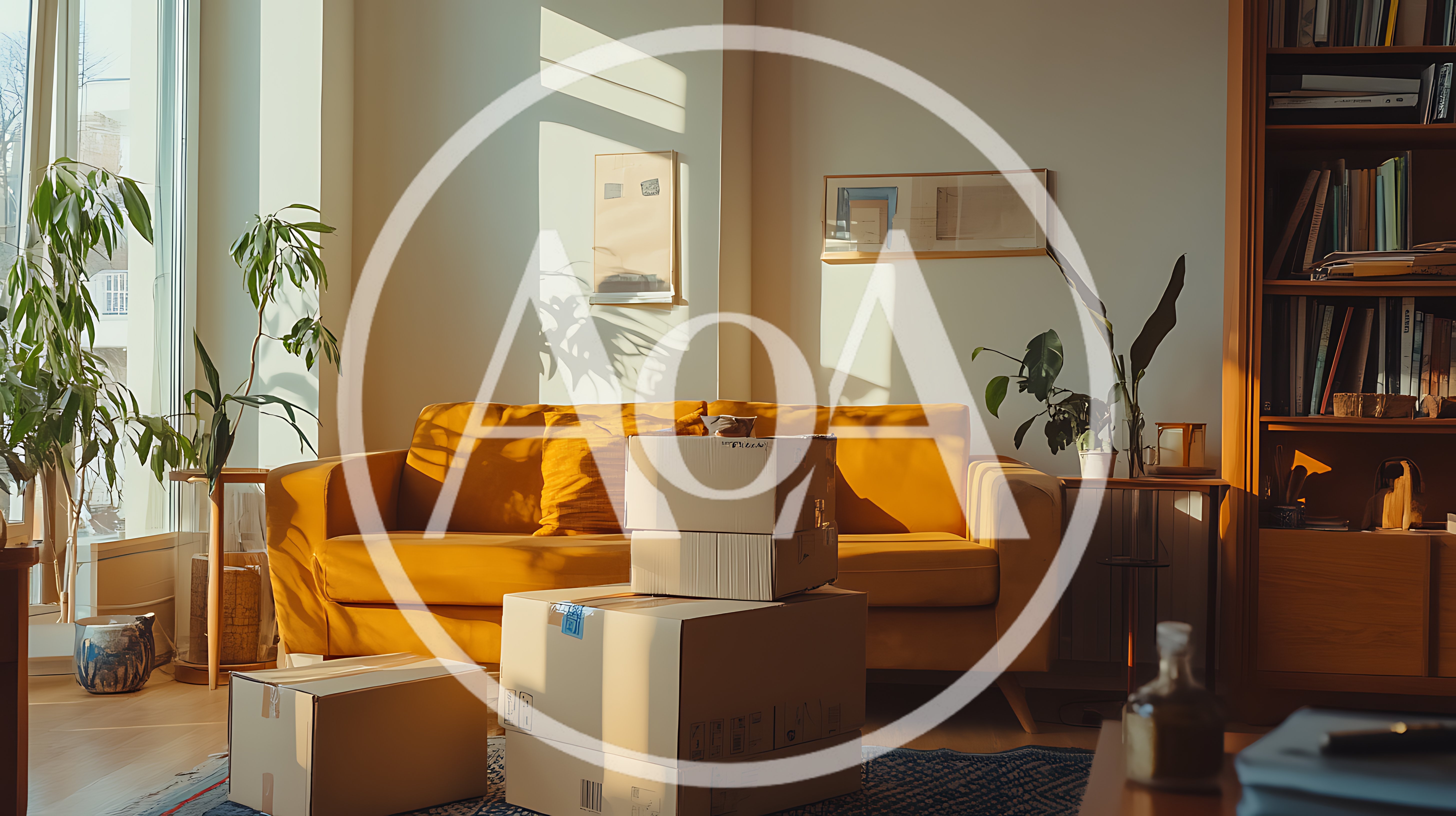 Cardboard Moving Boxes In A Sunlit Living Room
